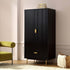 Richmond Ridged Double Wardrobe with Drawer, Matte Black - daals