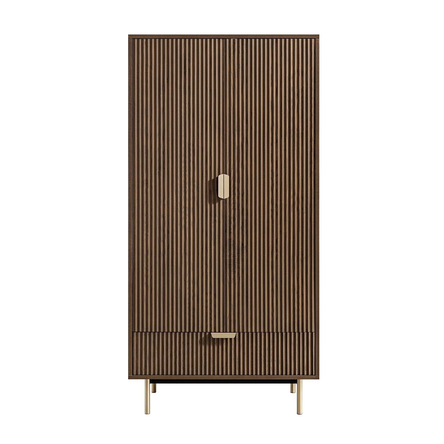 Richmond Ridged Double Wardrobe with Drawer, Dark Ash