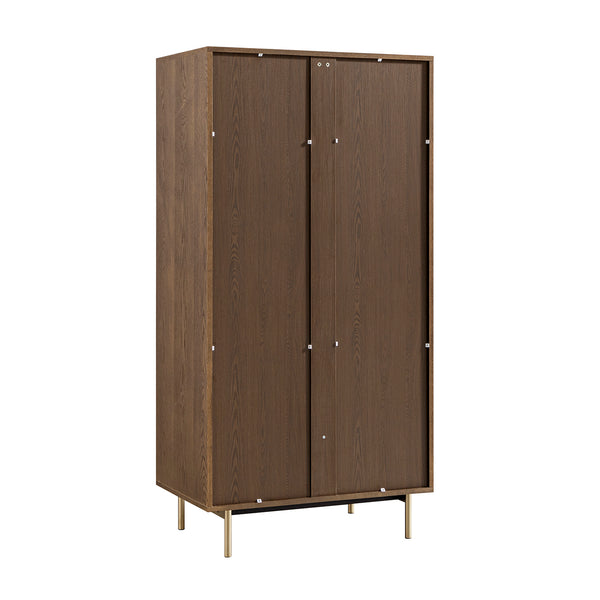Richmond Ridged Double Wardrobe with Drawer, Dark Ash