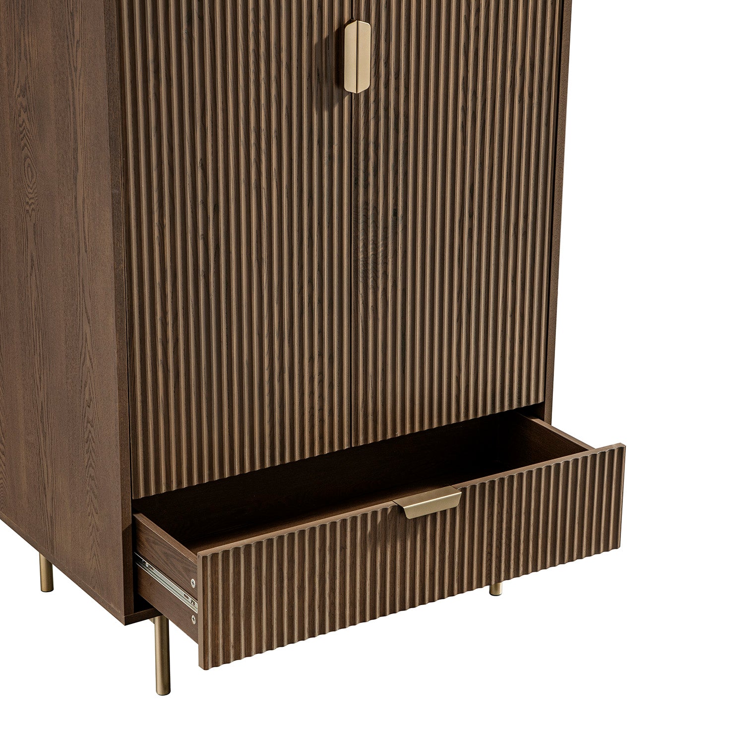 Richmond Ridged Double Wardrobe with Drawer, Dark Ash