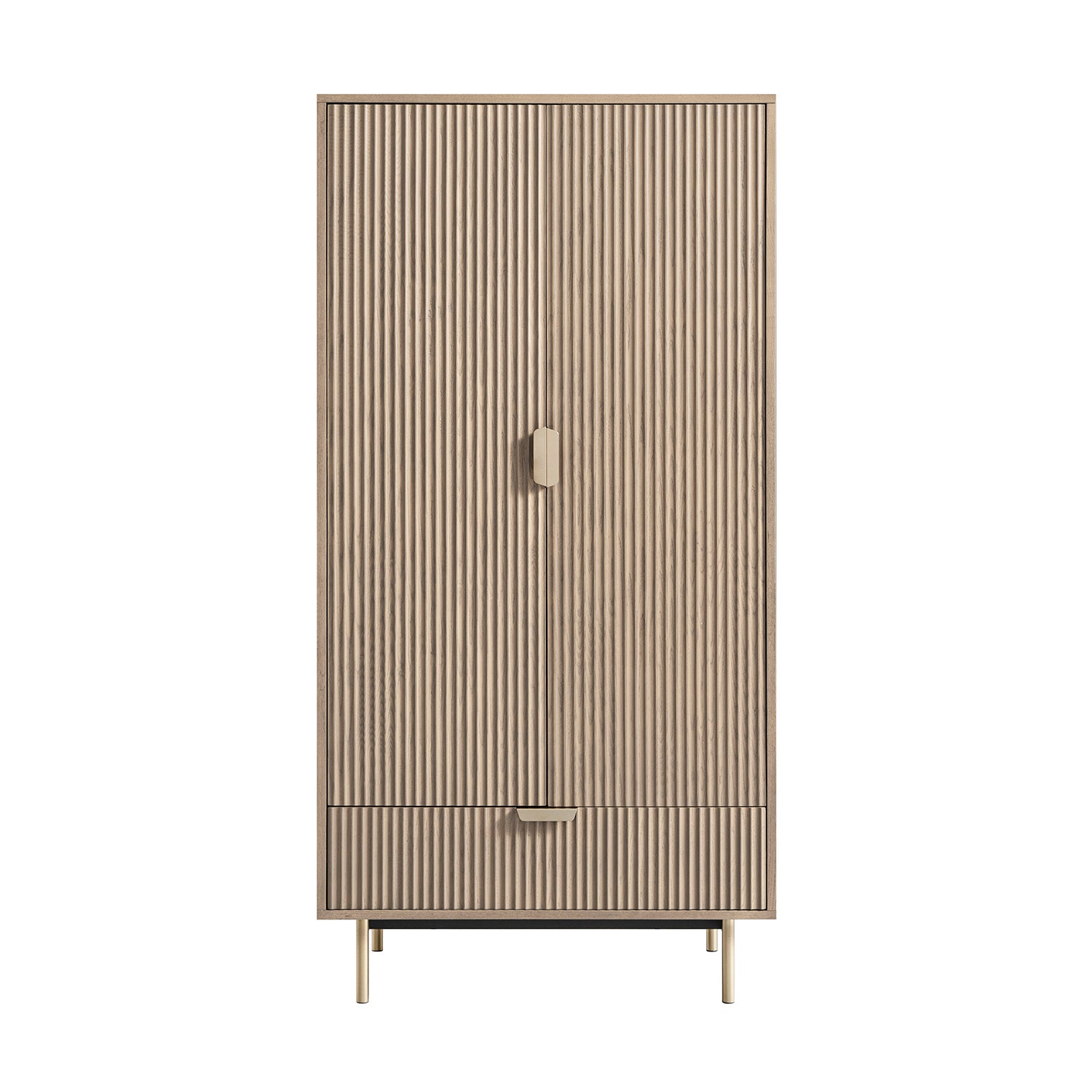 Richmond Ridged Double Wardrobe with Drawer, Light Ash