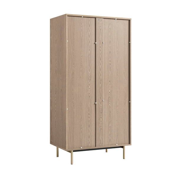 Richmond Ridged Double Wardrobe with Drawer, Light Ash