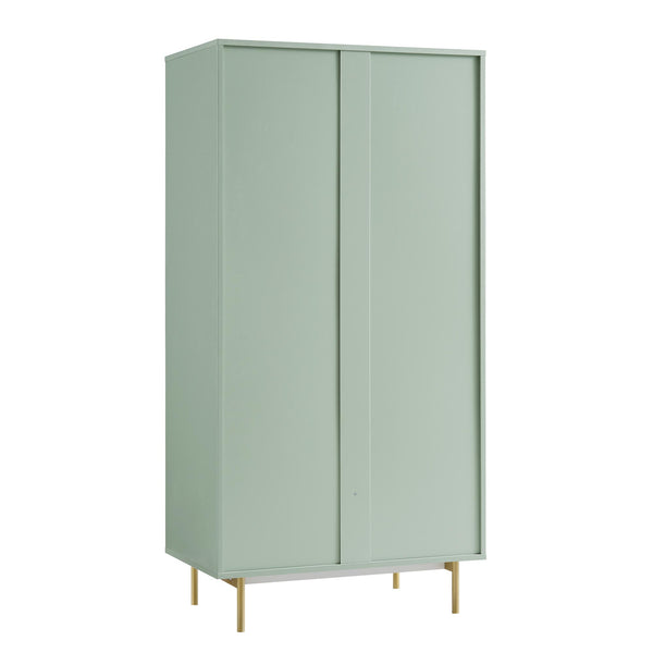 Richmond Ridged Double Wardrobe with Drawer, Matte Sage Green