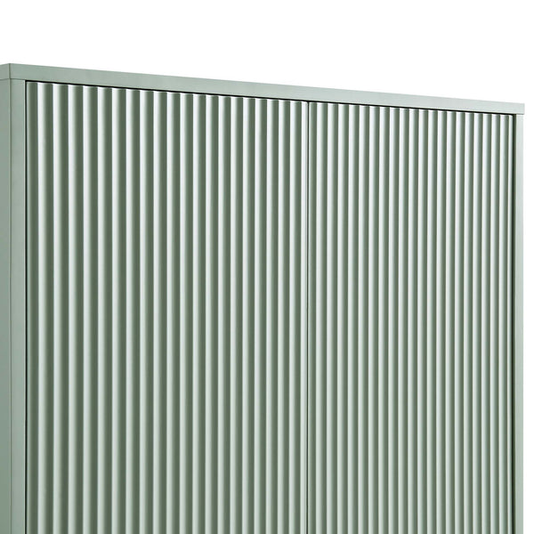 Richmond Ridged Double Wardrobe with Drawer, Matte Sage Green