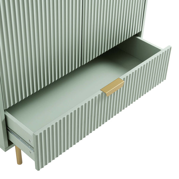 Richmond Ridged Double Wardrobe with Drawer, Matte Sage Green