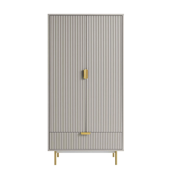 Richmond Ridged Double Wardrobe with Drawer, Matte Taupe