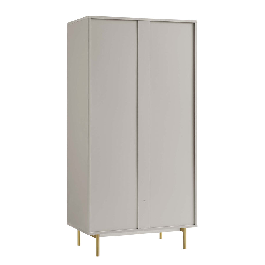 Richmond Ridged Double Wardrobe with Drawer, Matte Taupe