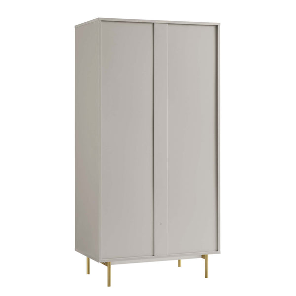 Richmond Ridged Double Wardrobe with Drawer, Matte Taupe