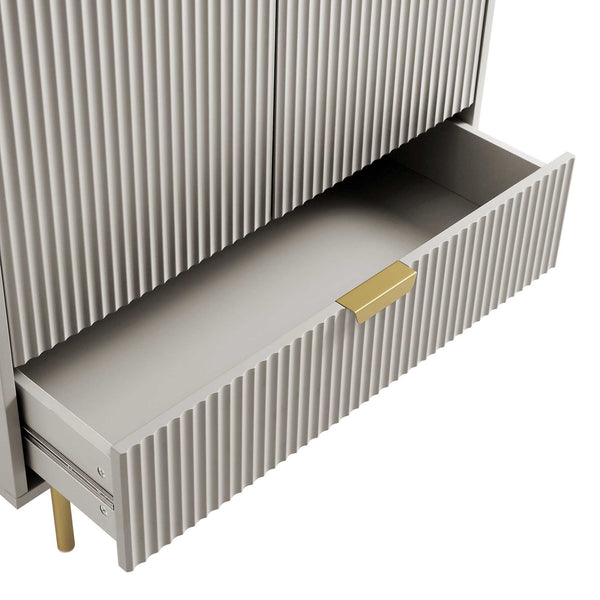 Richmond Ridged Double Wardrobe with Drawer, Matte Taupe