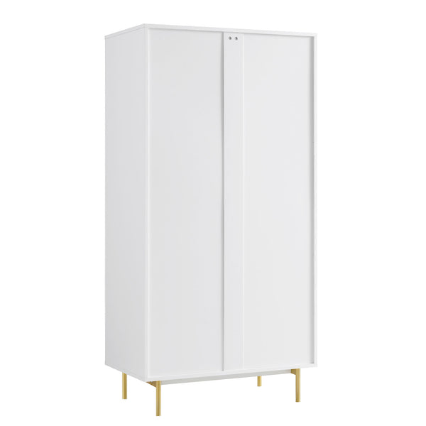 Richmond Ridged Double Wardrobe with Drawer, Matte White
