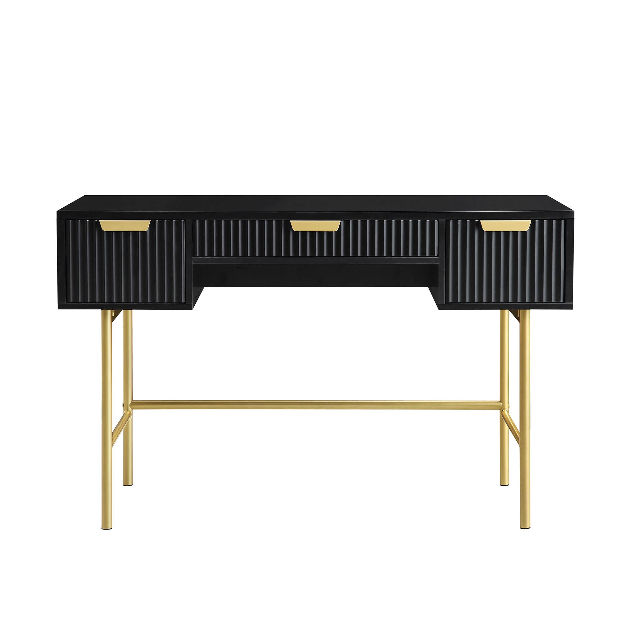 Black Table Ribbed Richmond Ridged Dressing Table, Matte Black | daals