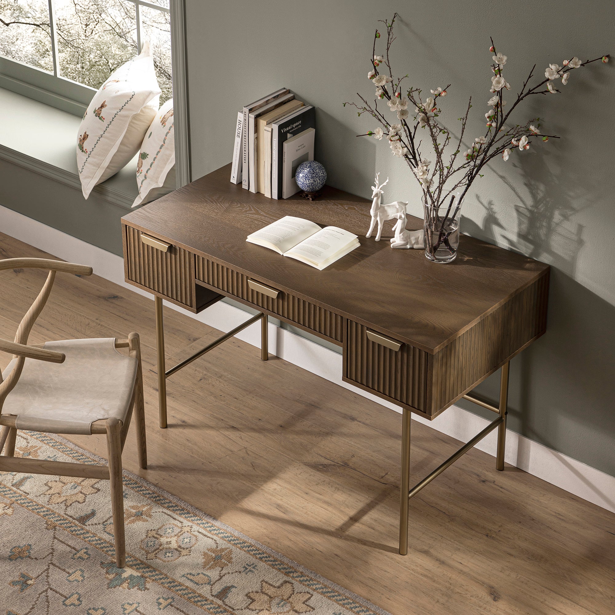 Richmond Ridged Dressing Table, Dark Ash | daals Richmond Ridged Dressing Table, Dark Ash | daals