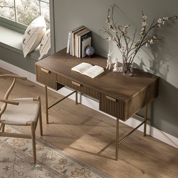 Richmond Ridged Dressing Table, Dark Ash