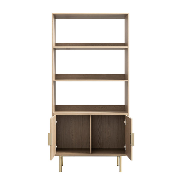 Richmond Ridged Tall Bookcase with Doors, Light Ash