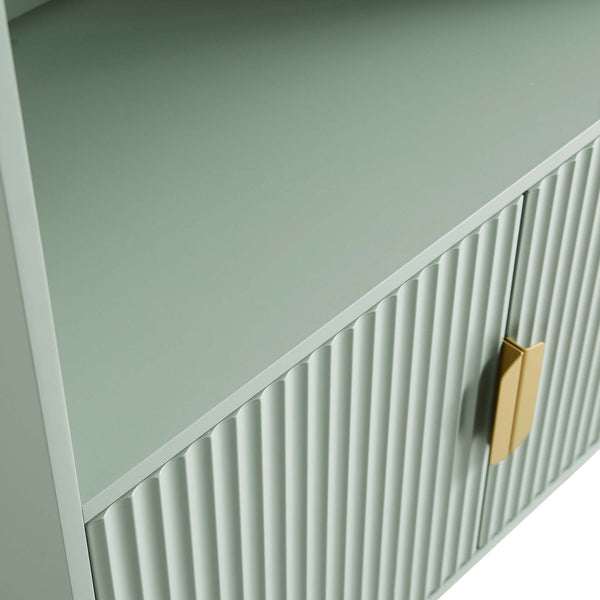 Richmond Ridged Tall Bookcase with Doors, Matte Sage Green