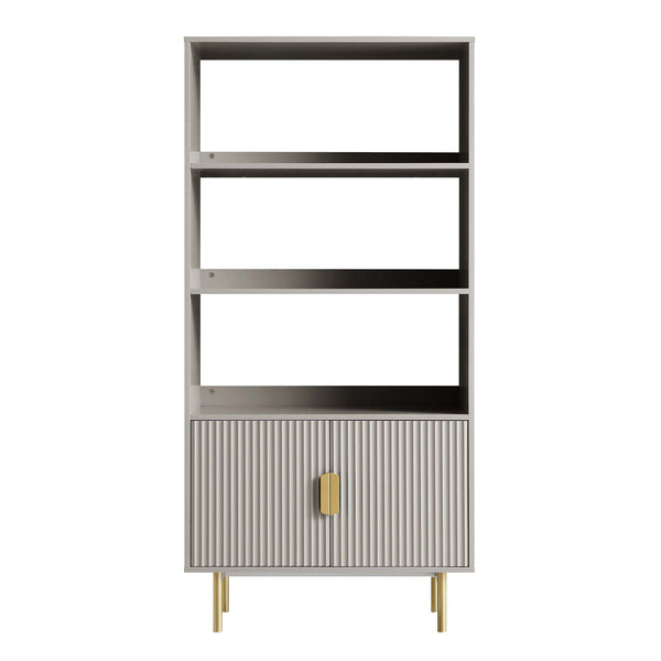 Richmond Ridged Tall Bookcase with Doors, Matte Taupe