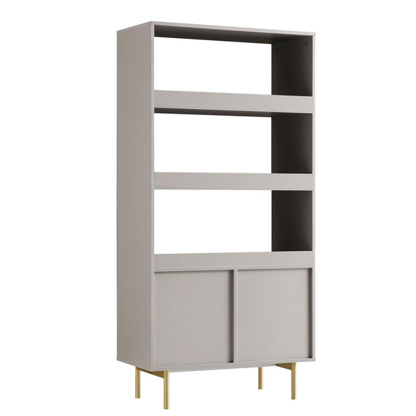 Richmond Ridged Tall Bookcase with Doors, Matte Taupe