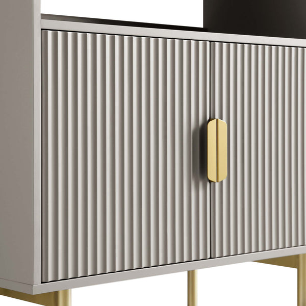 Richmond Ridged Tall Bookcase with Doors, Matte Taupe