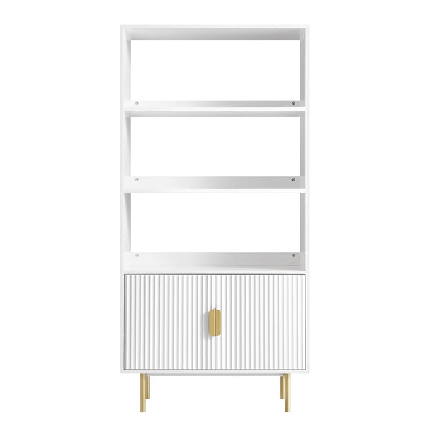 Richmond Ridged Tall Bookcase with Doors, Matte White