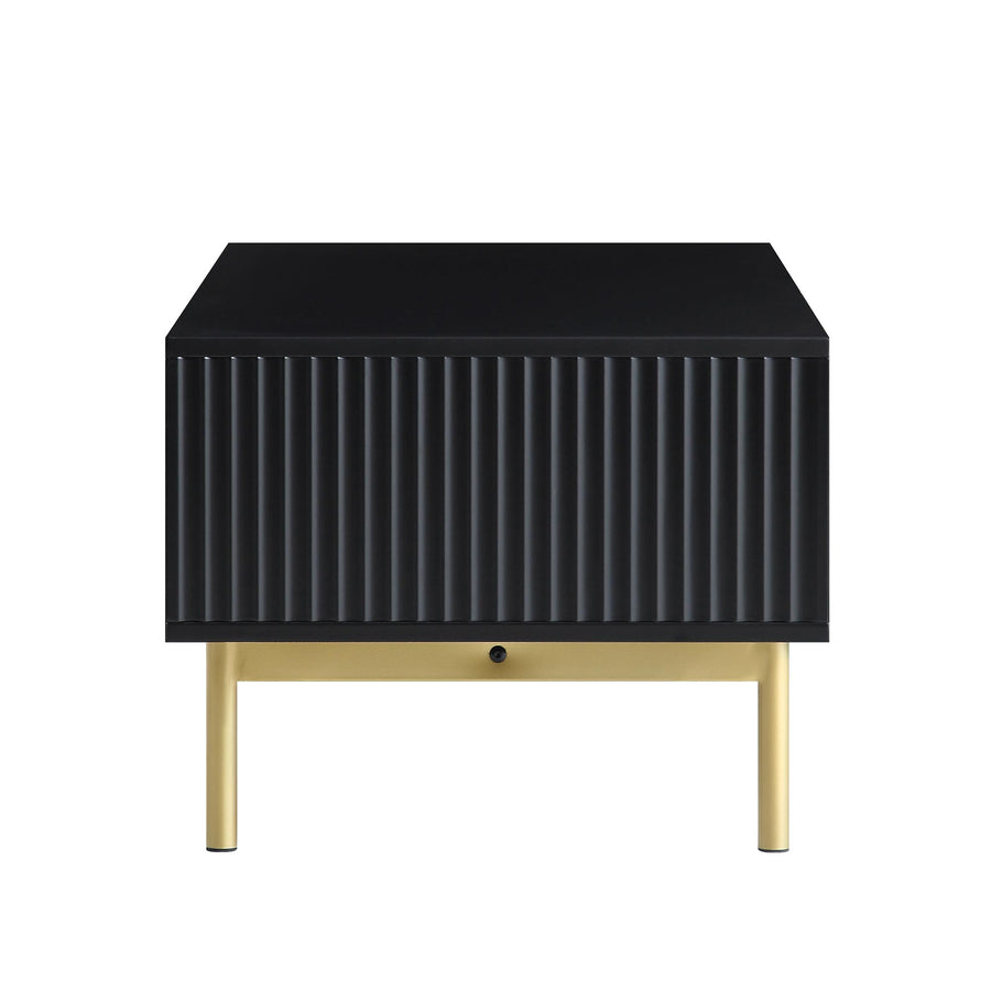 Richmond Ridged Coffee Table with Drawer, Matte Black