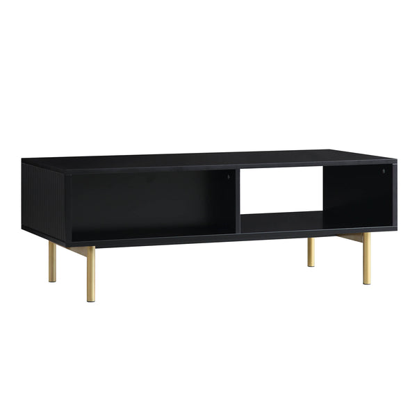 Richmond Ridged Coffee Table with Drawer, Matte Black