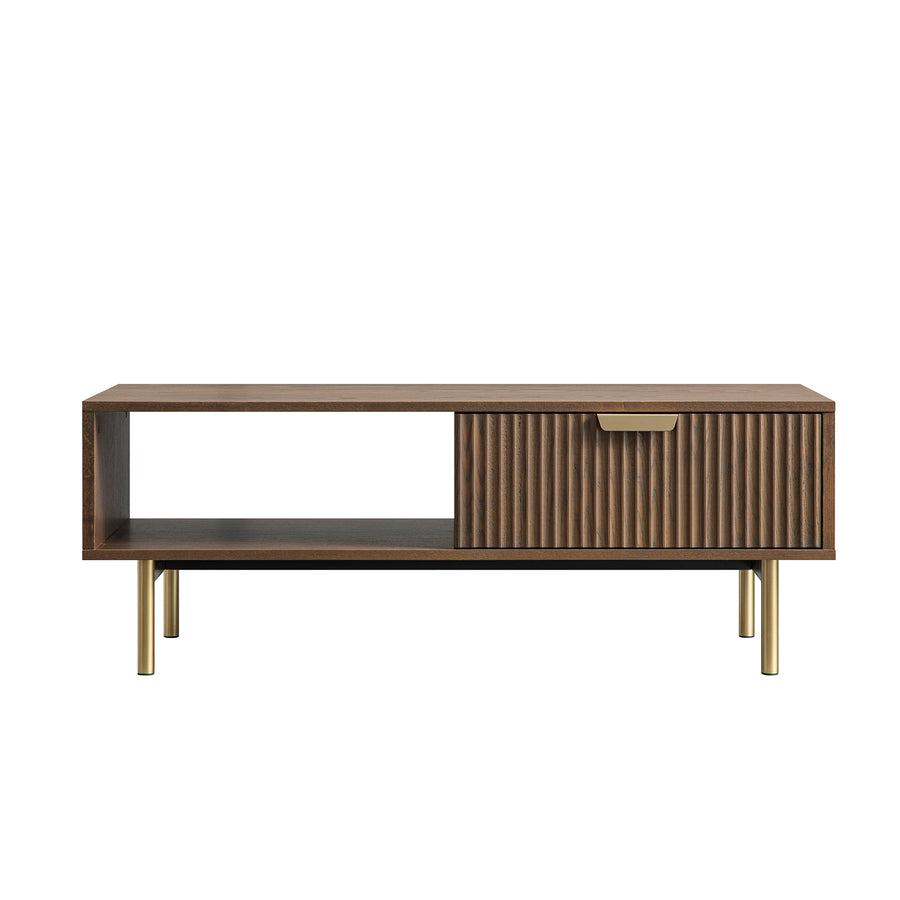 Richmond Ridged Coffee Table with Drawer, Dark Ash