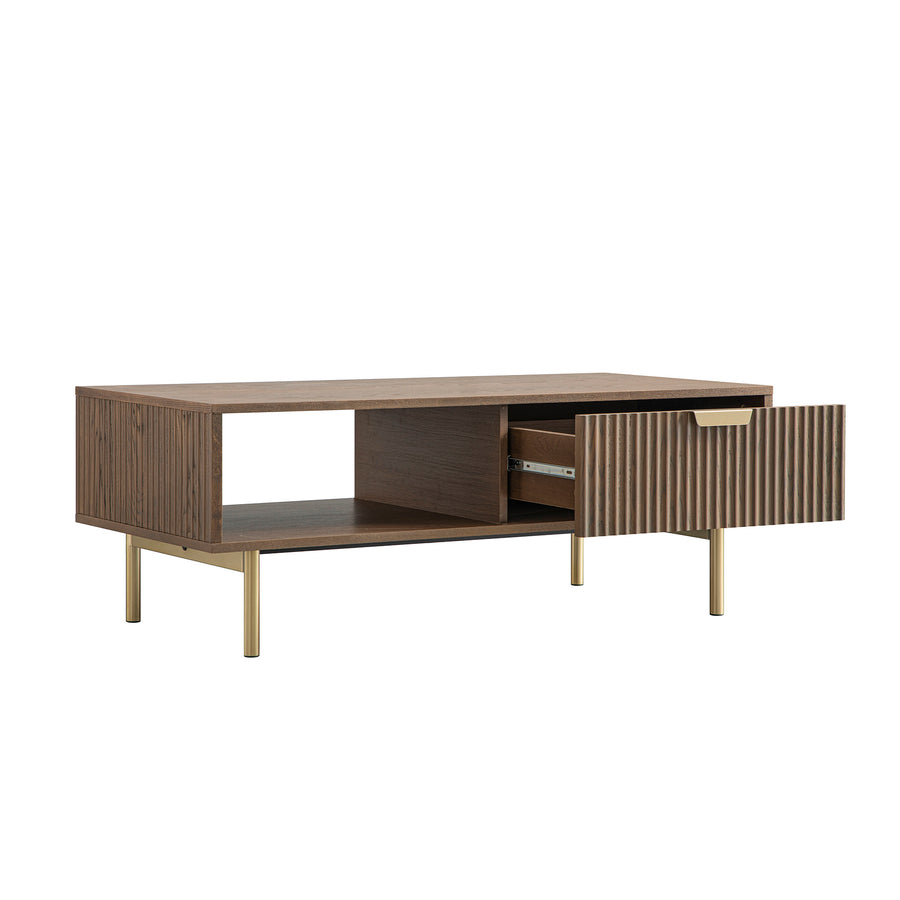 Richmond Ridged Coffee Table with Drawer, Dark Ash
