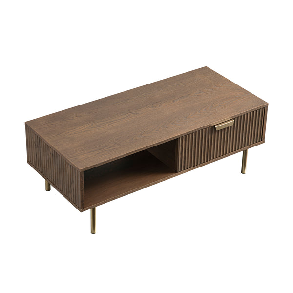 Richmond Ridged Coffee Table with Drawer, Dark Ash