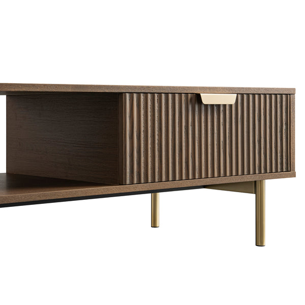 Richmond Ridged Coffee Table with Drawer, Dark Ash