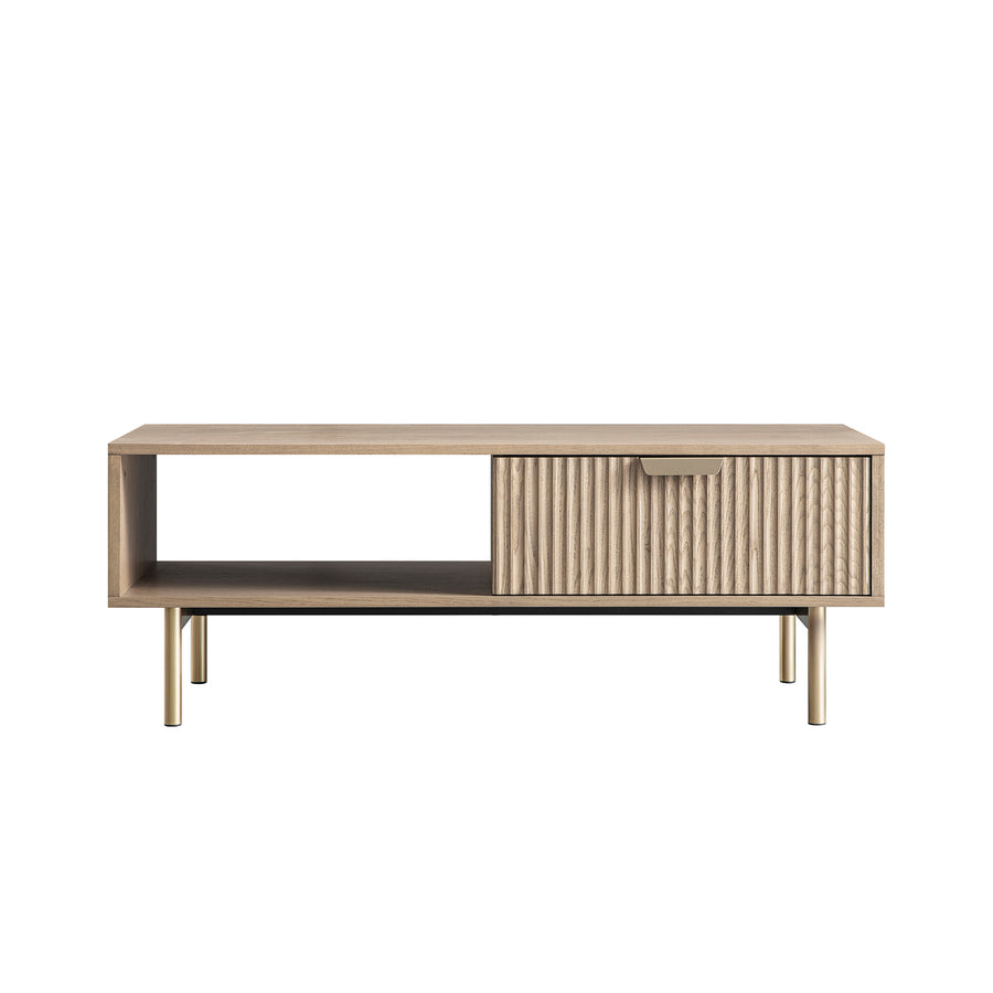 Richmond Ridged Coffee Table with Drawer, Light Ash