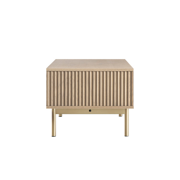 Richmond Ridged Coffee Table with Drawer, Light Ash