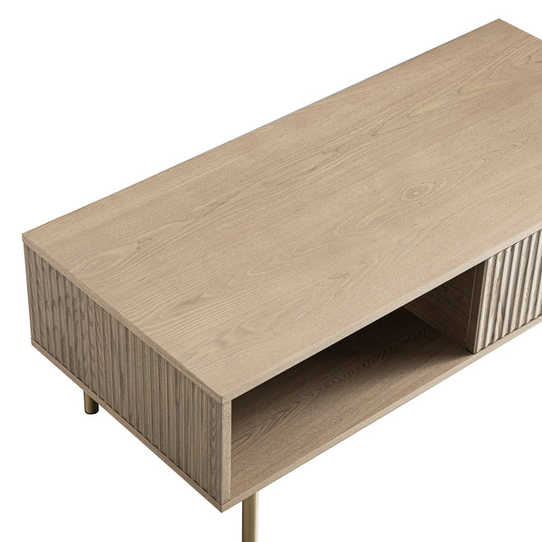 Richmond Ridged Coffee Table with Drawer, Light Ash