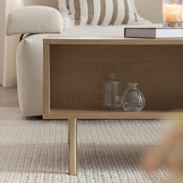 Richmond Ridged Coffee Table with Drawer, Light Ash - daals
