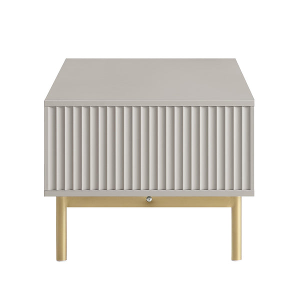 Richmond Ridged Coffee Table with Drawer, Matte Taupe