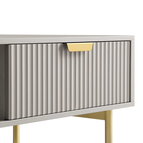 Richmond Ridged Coffee Table with Drawer, Matte Taupe