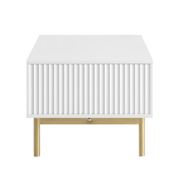 Richmond Ridged Coffee Table with Drawer, Matte White