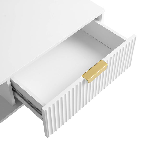 Richmond Ridged Coffee Table with Drawer, Matte White
