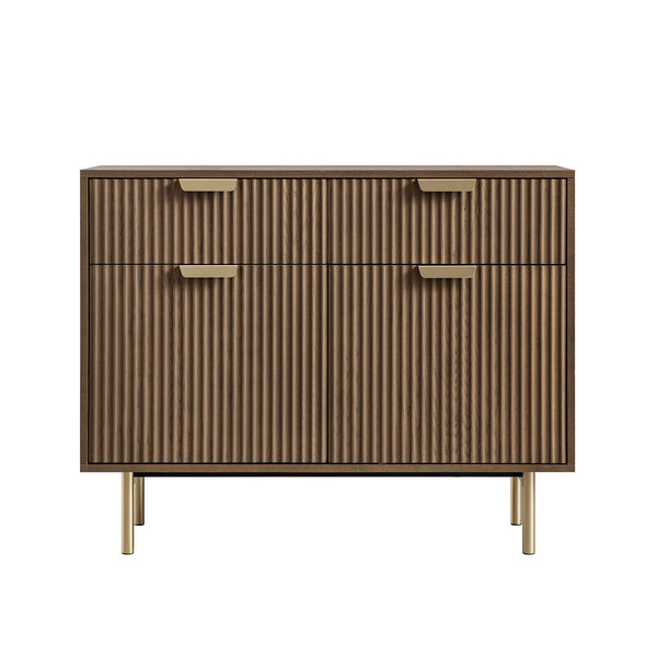 Richmond Ridged 2-Door Cabinet with Drawers, Dark Ash