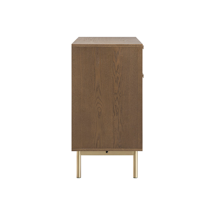 Richmond Ridged 2-Door Cabinet with Drawers, Dark Ash