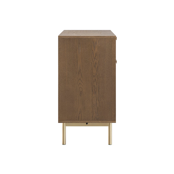 Richmond Ridged 2-Door Cabinet with Drawers, Dark Ash