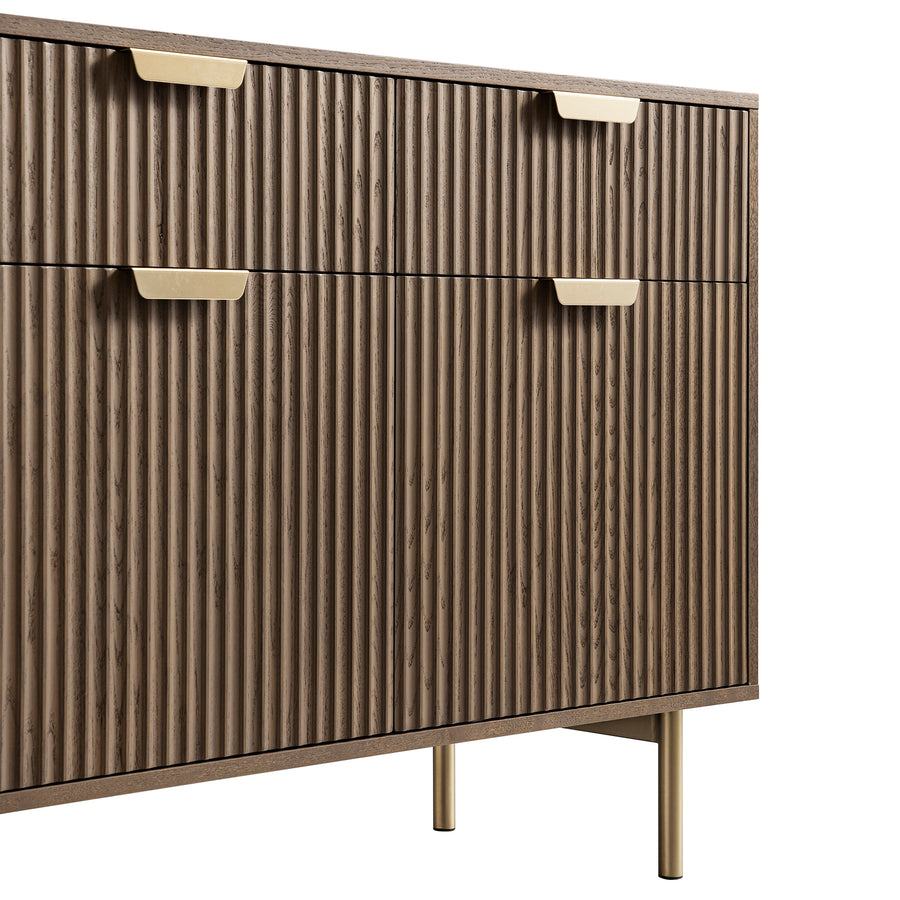 Richmond Ridged 2-Door Cabinet with Drawers, Dark Ash