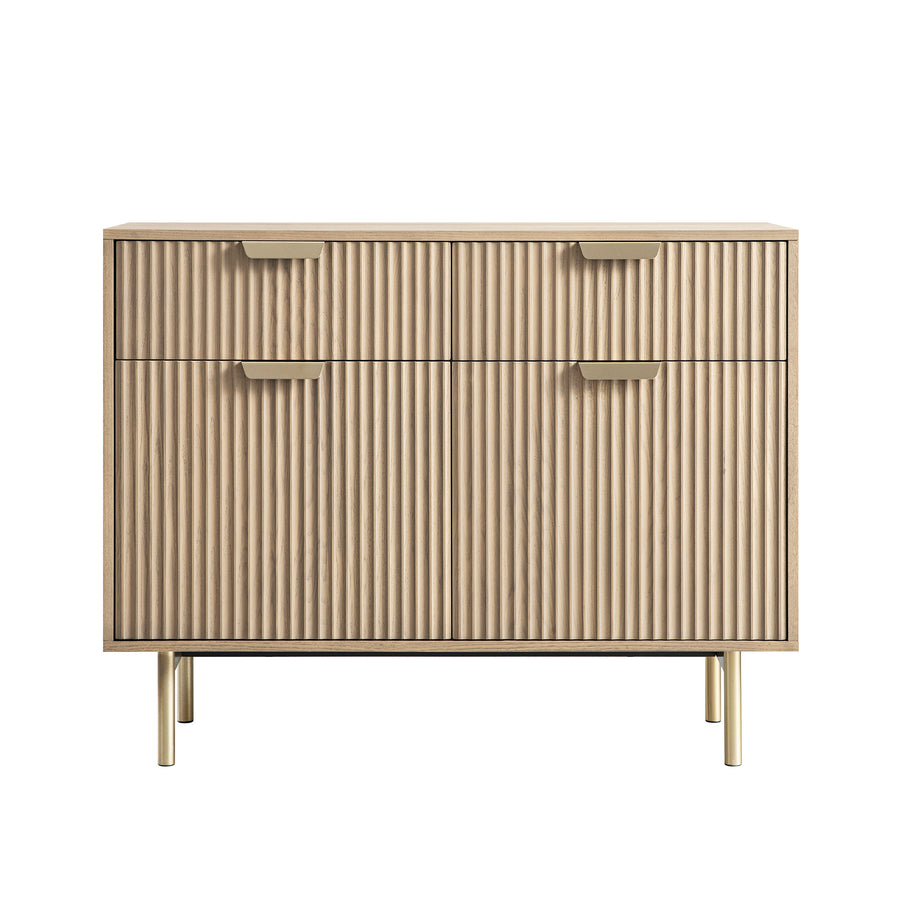 Richmond Ridged 2-Door Cabinet with Drawers, Light Ash
