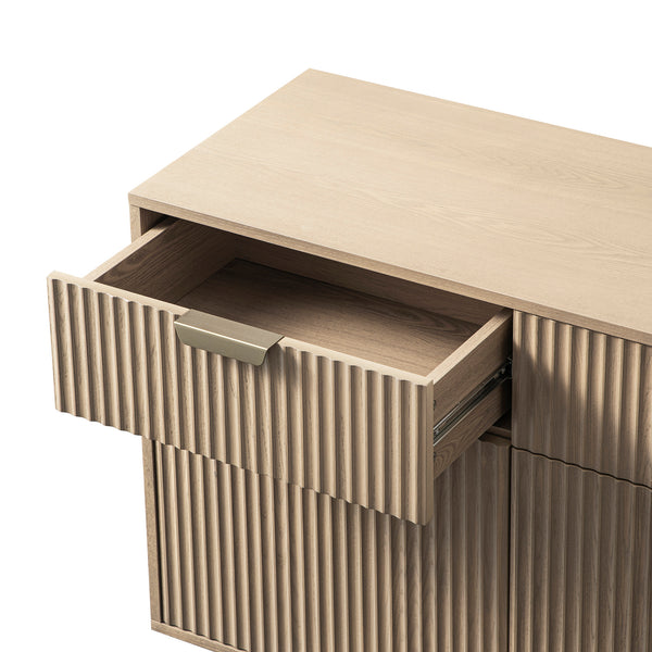 Richmond Ridged 2-Door Cabinet with Drawers, Light Ash