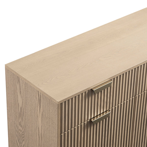 Richmond Ridged 2-Door Cabinet with Drawers, Light Ash