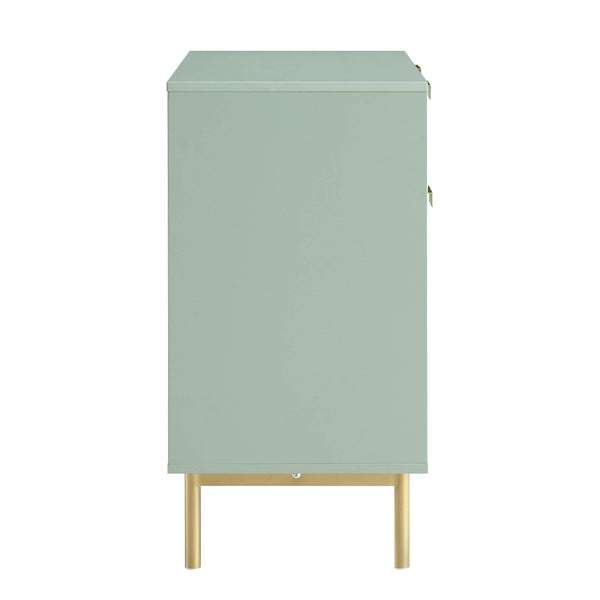 Richmond Ridged 2-Door Cabinet with Drawers, Matte Sage Green