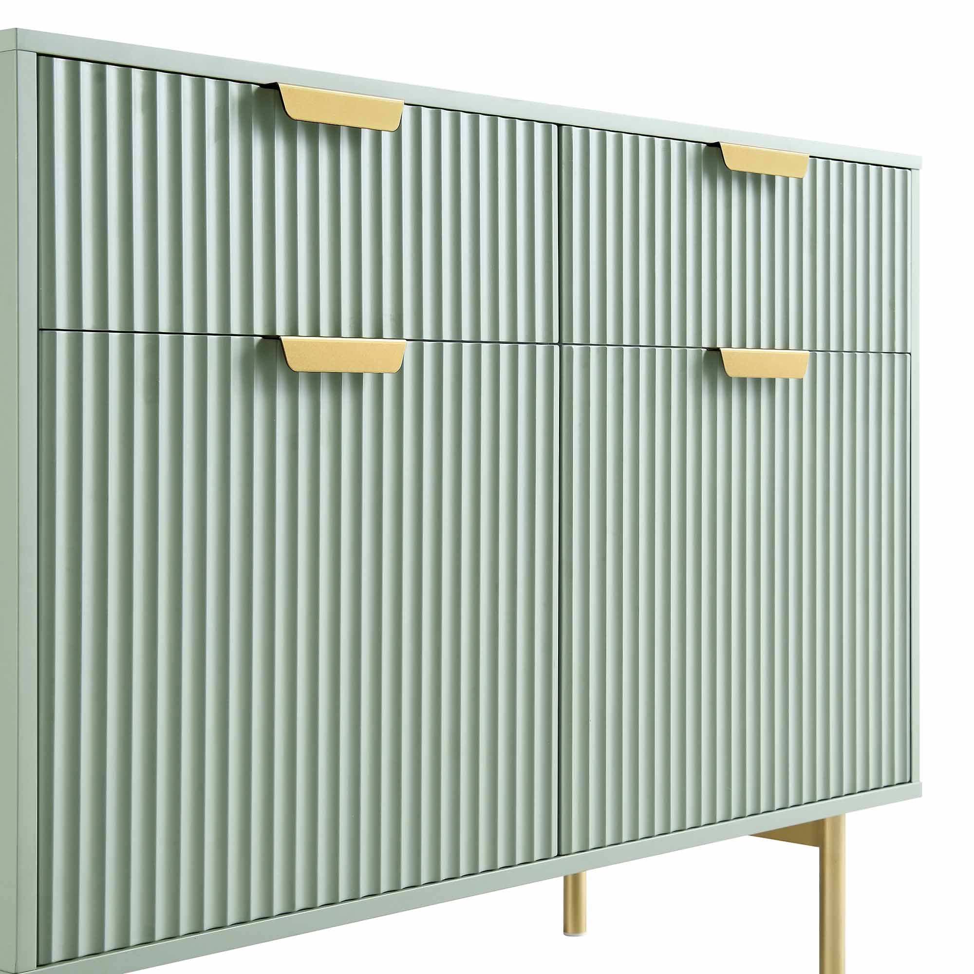 Richmond Ridged 2-Door Cabinet with Drawers, Matte Sage Green