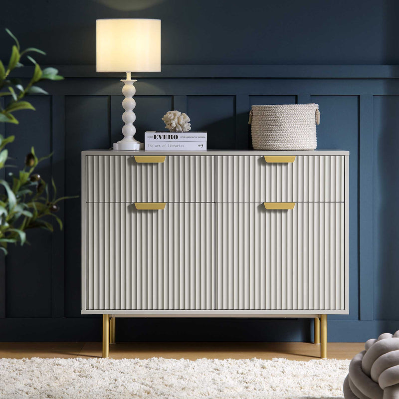 Richmond Ridged 2 - Door Cabinet with Drawers, Matte Taupe - daals