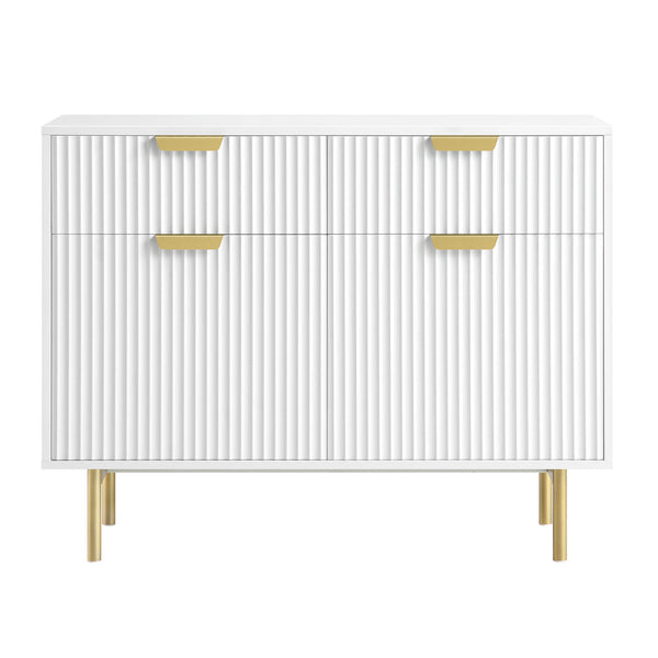 Richmond Ridged 2-Door Cabinet with Drawers, Matte White