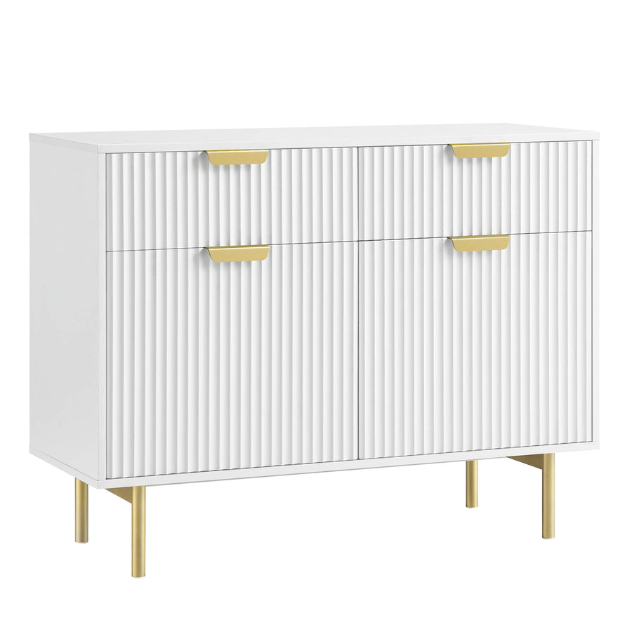 Richmond Ridged 2-Door Cabinet with Drawers, Matte White
