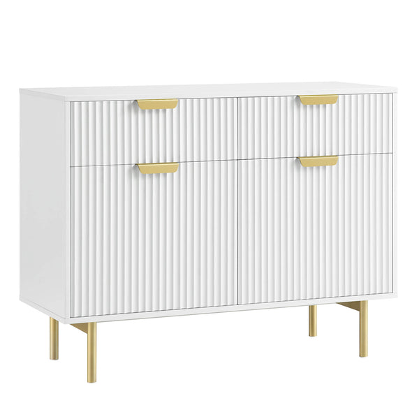 Richmond Ridged 2-Door Cabinet with Drawers, Matte White